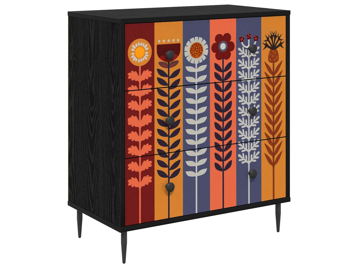 Maison Exclusive - Baú De Gavetas Essen Estampa De Girassol 66 X 36,5 X 76 Cm