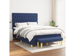 Vidaxl Cama Com Molas/colchão 140x190 Cm Tecido Azul