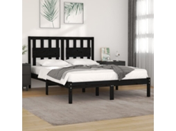 Vidaxl Estrutura de Cama 140x190 Cm Madeira de Pinho Maciça Preto