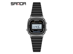 (preto) Relógio Feminino Clássico Dourado De Quartzo, À Prova D'água, Com Visor Led E Função De Alarme.