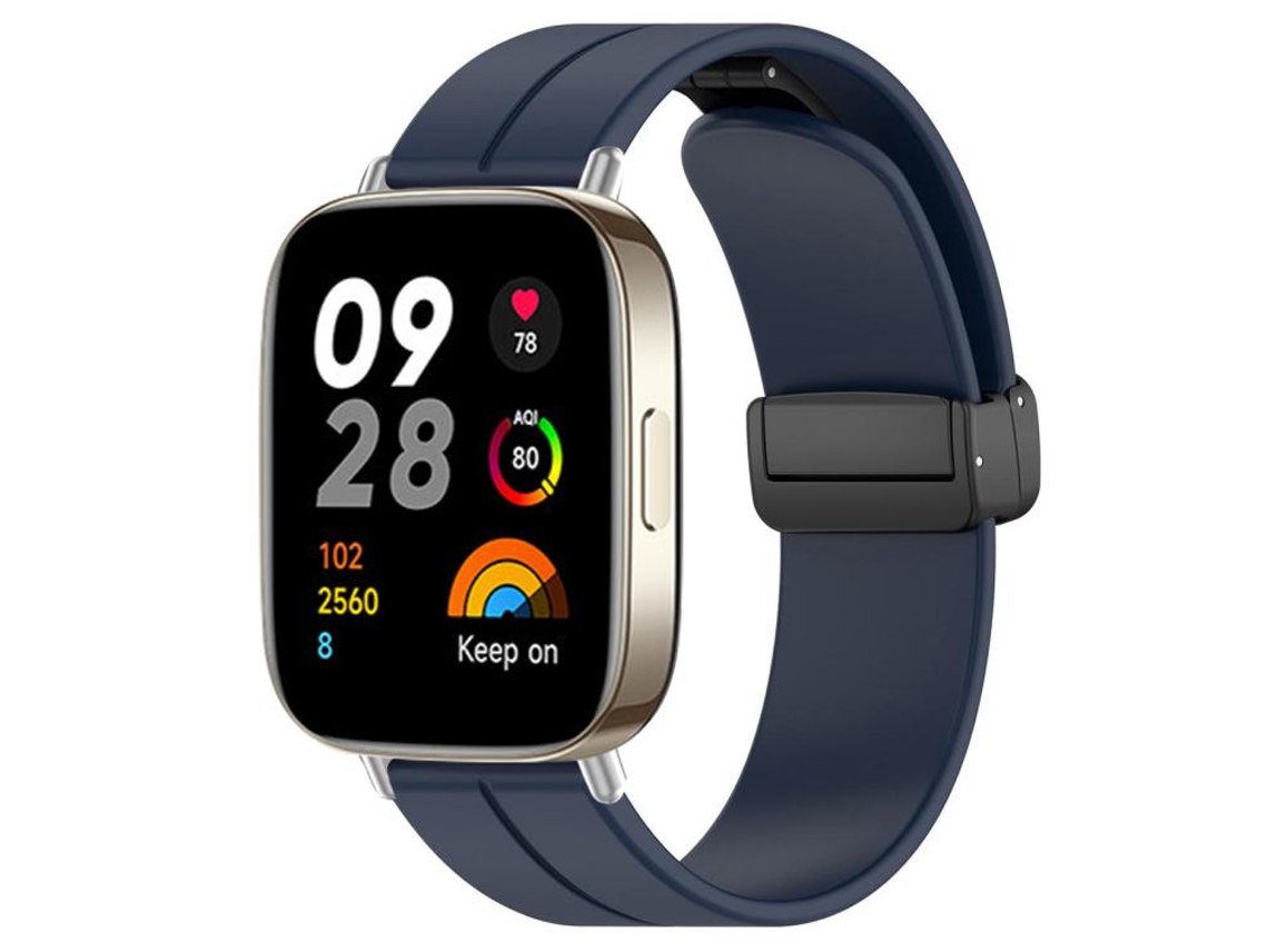 Bracelete para Redmi Watch 3 Silicone Cabeça Chata Fivela Preta Azul Meia noite XIAOMOYU