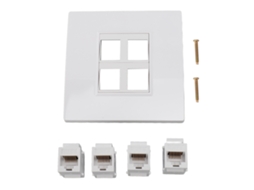Placa de pared Ethernet Cat6 con 4 conectores Keystone hembra a hembra para internet Cat5, Cat5e y Cat6a | S/MARCA