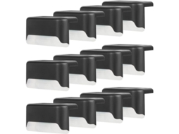 Luz Solar para Muros e Escadas IP65 12 Unidades Luz Quente Preto Resistente à Água Nova Line