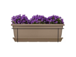 Kit plantador com suporte metálico e bandeja - GARDEN ID Relax - Taupe 50 cm - Reciclado e 100 reciclável - Volume para plantas