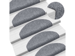 Vidaxl Tapetes De Escada Autoadesivos 5 Peças 65x21x4 Cm Cinza Claro Semicircular Grande