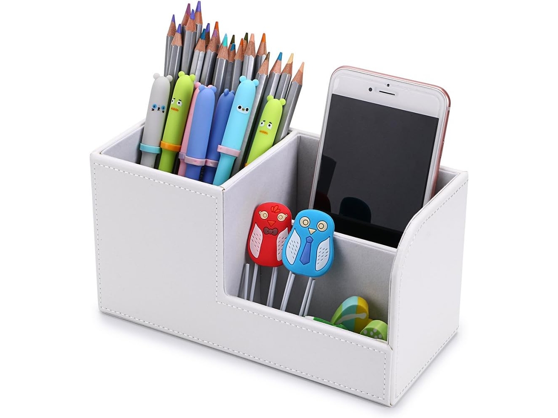 Organizador De Mesa Multifuncional, Decoração Elegante Para Casa Com Porta Canetas De Couro Sintético Para Escritório Ou Casa, Organização Eficiente,