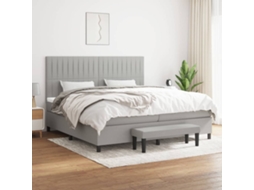 Vidaxl Cama Com Molas/colchão 200x200 Cm Tecido Cinza-claro