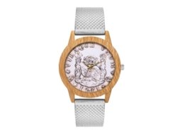 Reloj De Cuarzo Unisex Pareja Correa De Acero Malla Grabado Plata Zhoulianfa