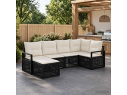 Vidaxl Conjunto De Sofá De Jardim 6 Unid. Preto Vime Pe