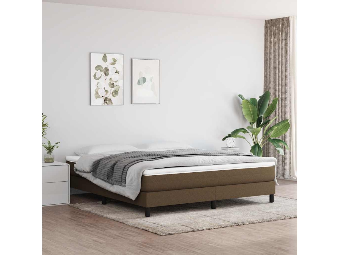 Vidaxl Estrutura De Cama Com Molas 180x200 Cm Tecido Castanho-escuro