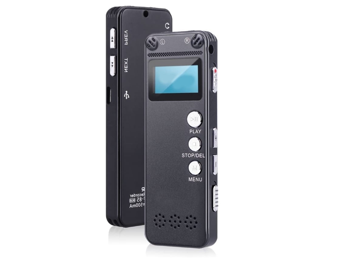 Gravador de Voz Digital Gravador de Voz Ditafone Profissional Usb com Mp3 Player Gravador de Voz Estéreo Hd para Palestras-Preto 16 Gb