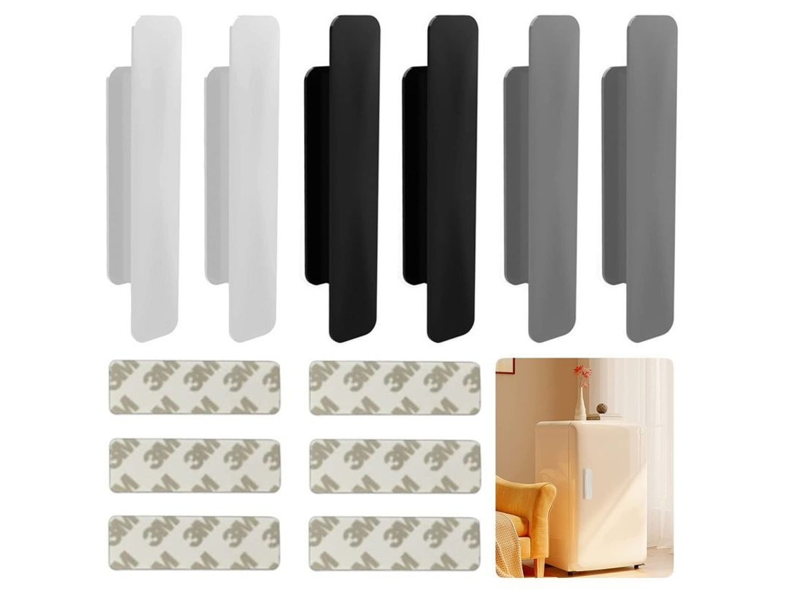6 Mangoes Autoadhesivos Para Puertas Deslizantes Y Ventanas, Color Blanco, Negro, Gris