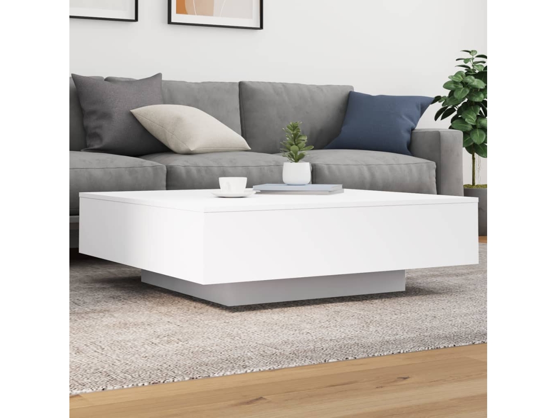 Vidaxl Mesa De Centro Com Luzes Led 100x100x31 Cm Branco