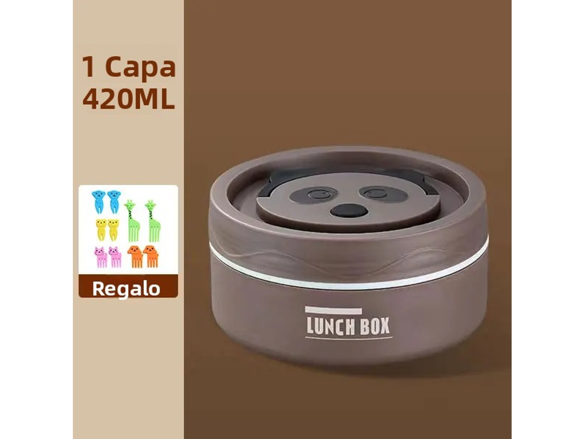 (cor Café, 420ml) Marmita Infantil Bento, Feita De Aço Inoxidável, Com Boca Larga, Isolamento Térmico E À Prova De Vazamentos.