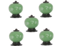 Conjunto De 5 Puxadores Redondos Cerâmica Angooily Para Portas Armários Cozinha, Com Revestimento Resistente Em Cerâmica