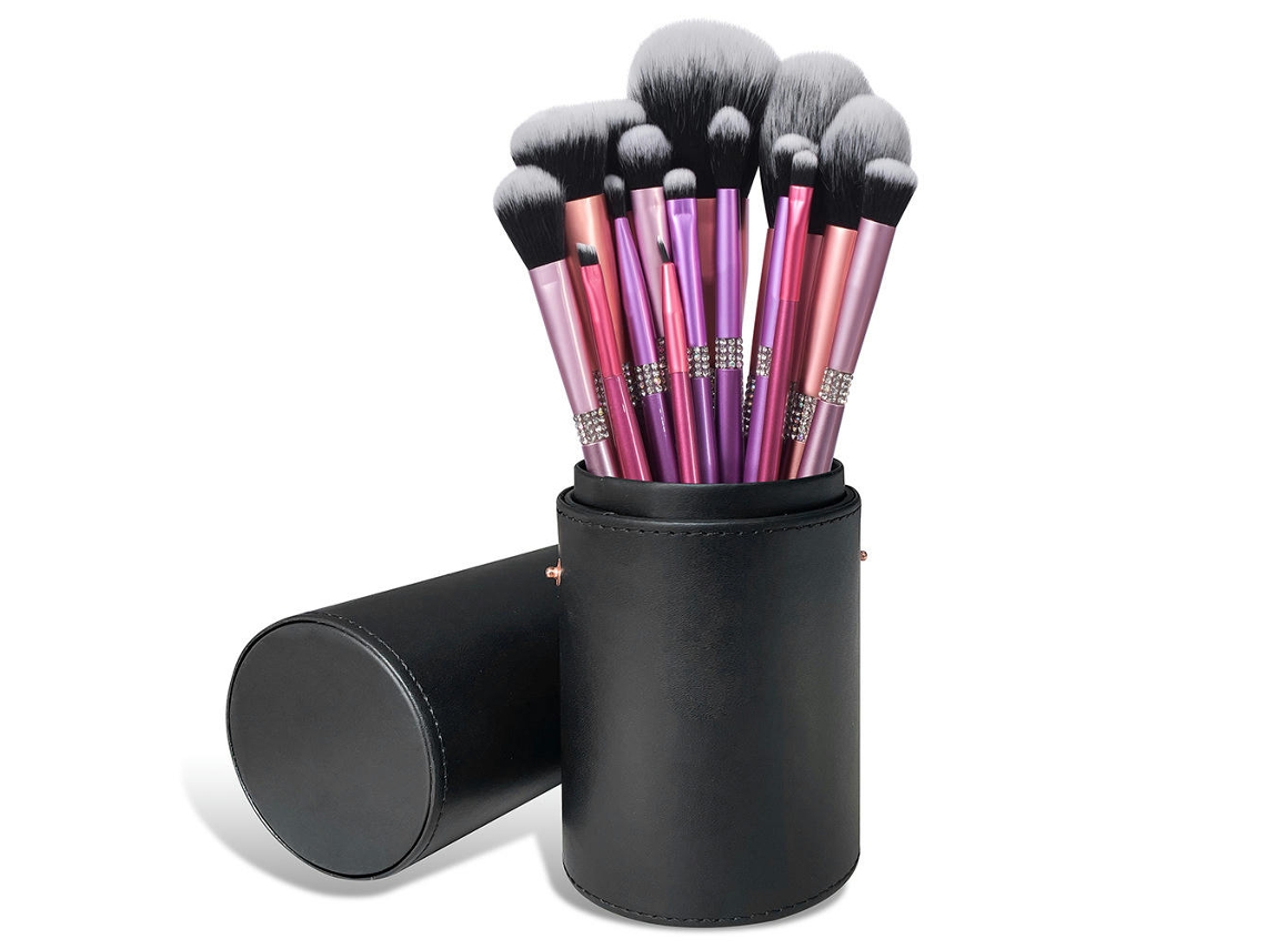Conjunto de 15 Peças Ultra Macio com Bolsa de Viagem Base Contorno Blush Iluminador Conjunto a LUUCOZK
