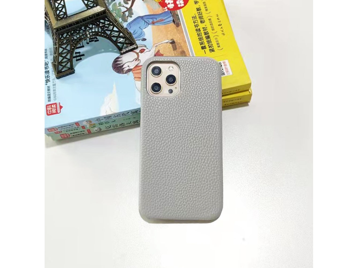 Capa Para Iphone 17 Pro Em Couro Cinza (meia Capa)
