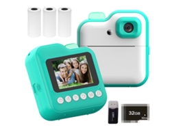 Câmera Infantil com Impressora Térmica 48mp Tela 2.4" Luz RGB e 3 Rolos de Papel Branco S/MARCA