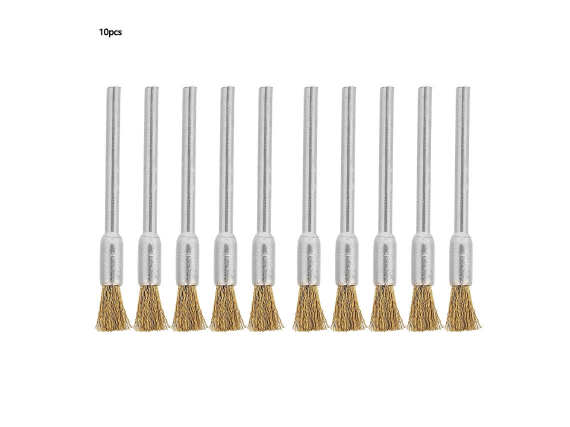 Conjunto de 10 mini escovas de cobre para polimento e retificação de rodas, 3*8 mm, práticas e populares.