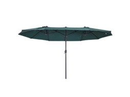 Chapéu de sol duplo 4,55x2,65x2,38m com manivela, proteção UV e verde