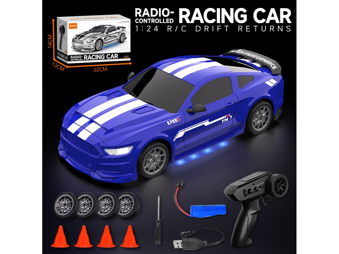1/24 4wd Carro De Drift Rc, Carro De Controle Remoto 2.4ghz Recarregável Com Luz Led, Presente Perfeito Digitallab (azul 907)
