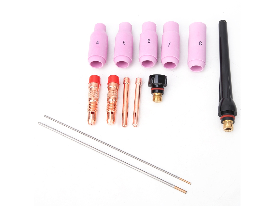 Kit de acessórios consumíveis para tocha TIG, 13 peças, 1,6 mm e 2,4 mm, para tochas 17/18/26.