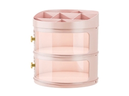Organizador de maquiagem transparente com tampa rosa S/MARCA
