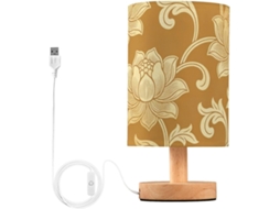 Abajur De Mesa Cabeceira Yuiboo Floral Damask Gold Burlap For Children's Room Country House Style