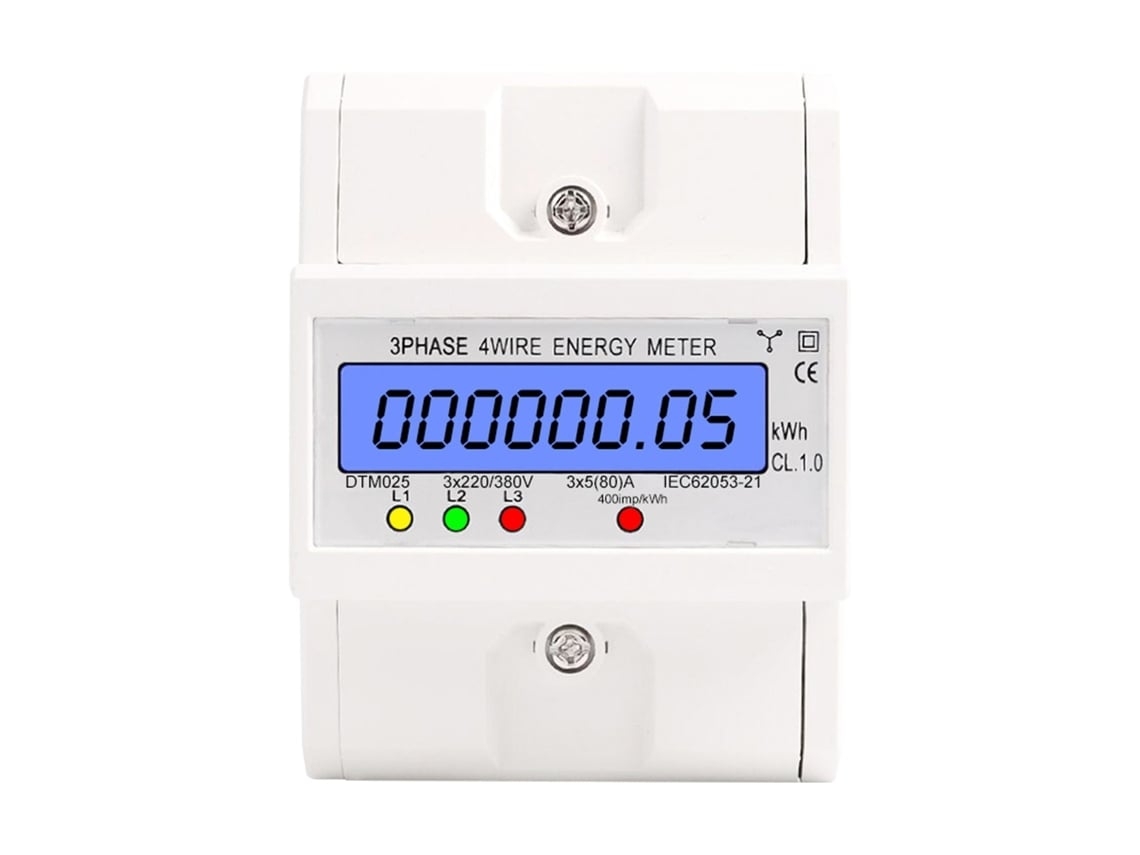 Medidor de Energia HALINUIA Trifásico 4 Fios 220/380V 5-80A (KWh - Instalação em Trilho DIN)