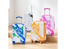 Mala De Cabine 20" Pc Rodas 360°, Estampada, Cadeado Com Código (azul)