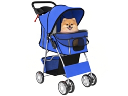 Carrinho de Bebê Dobrável para Gatos Até 10kg. Azul Ge