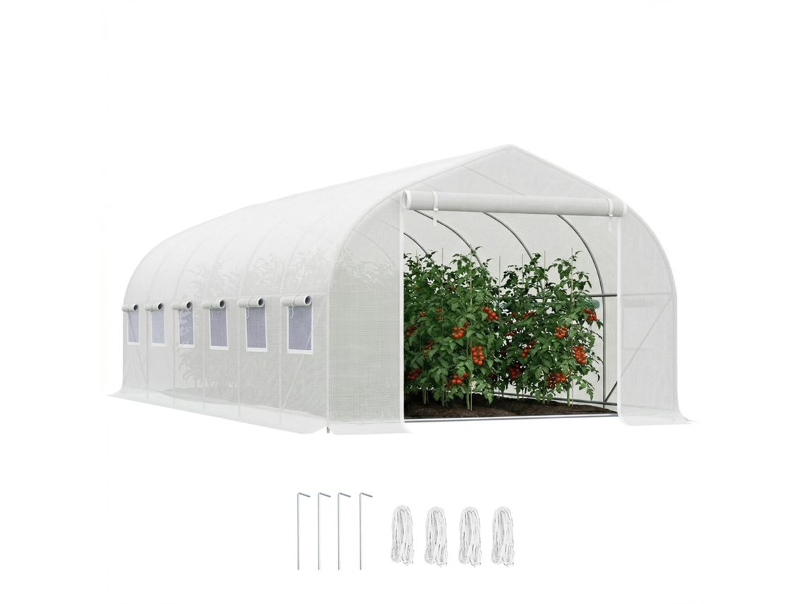 Estufa Tipo Túnel Metal Galvanizado E Pe Cor Branco 595x300x200 Cm Outsunny