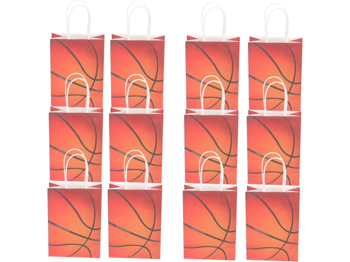 Sacolas De Papel Kraft Com Estampa De Basquete, Pacote Com 12 Unidades, Doces E Presentes, Sacolas P Gokoco