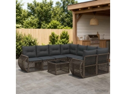 Vidaxl Conjunto De Sofá De Jardim 9 Unid. Cinzento Vime Pe