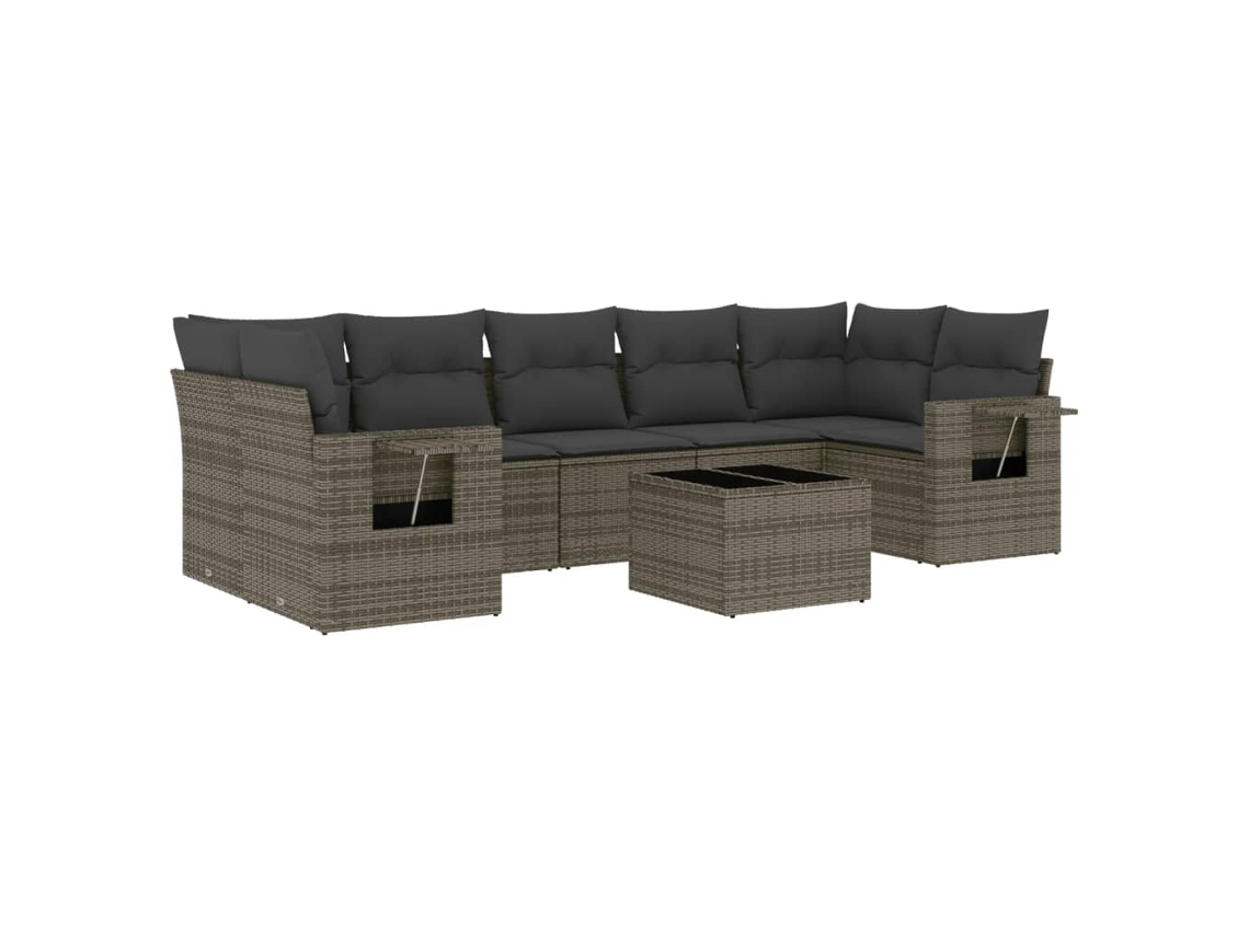 Conjunto de 8 Sofás de Jardim com Almofadões Vime Pe Cinzento MAISON EXCLUSIVE (8 pcs)