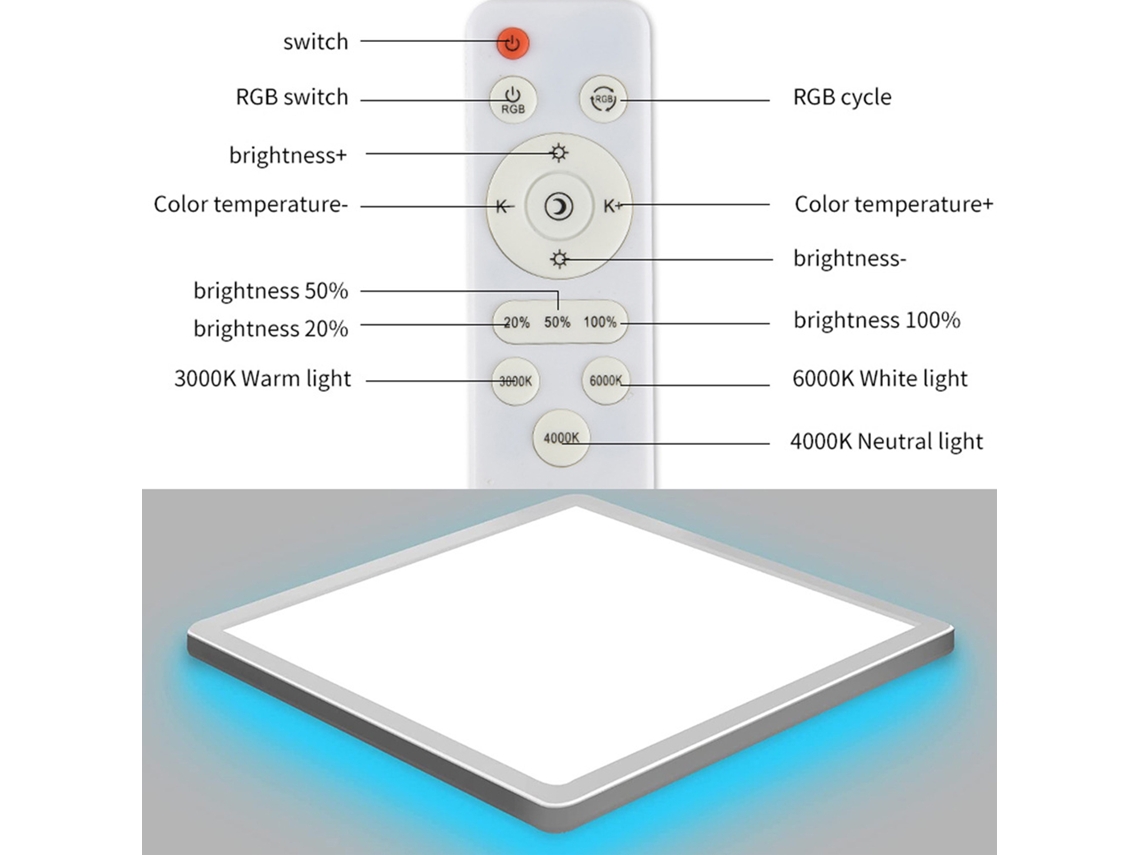 Lâmpada de Teto Rgbcw com Controle Remoto Bt Ajustável Infinitamente Quarto S/MARCA