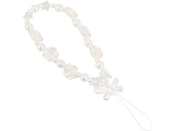 Pulseira Decorativa De Acrílico Com Laço Falso Rosa Para Celular.