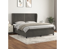 Vidaxl Cama Com Molas/colchão 160x200 Cm Veludo Cinzento-escuro