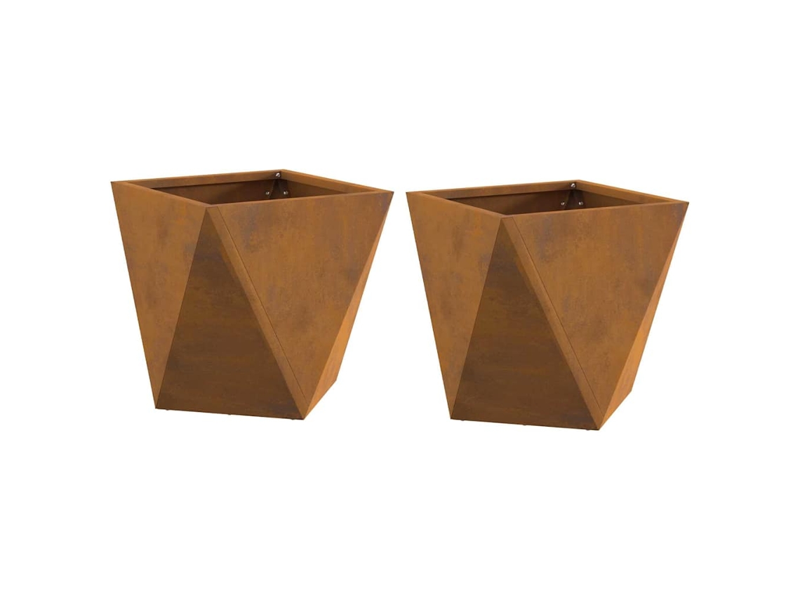 Conjunto 2 Caixa De Vaso Vidaxl Castanho Aço (30 X 30 X 30 Cm)