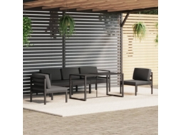 Pcs Conjunto Lounge Jardim Com Almofadões Alumínio Antracite Dkd Home Decor