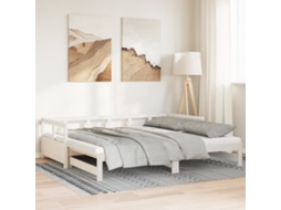 Sofá cama con cajón y colchones de 90x200 cm en pino macizo blanco