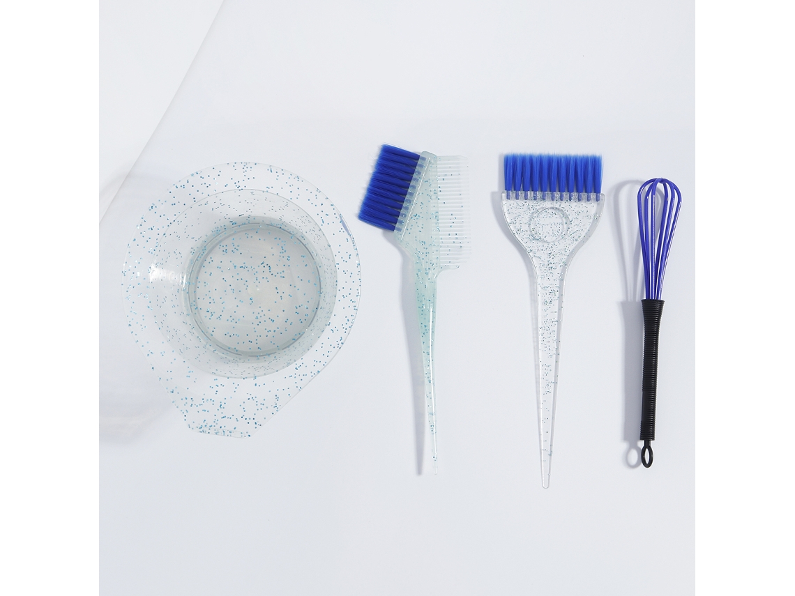 (azul) Conjunto De 4 Peças De Tintura De Cabelo E Pincéis Para Coloração, Conjunto De Acessórios Para Penteados