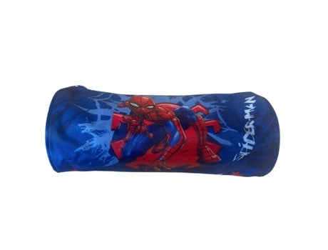 Estojo Infantil Spiderman Forma Cilíndrica 23cm Grande Capacidade Azul Ideal Para A Escola E O Escritório Eurobaq