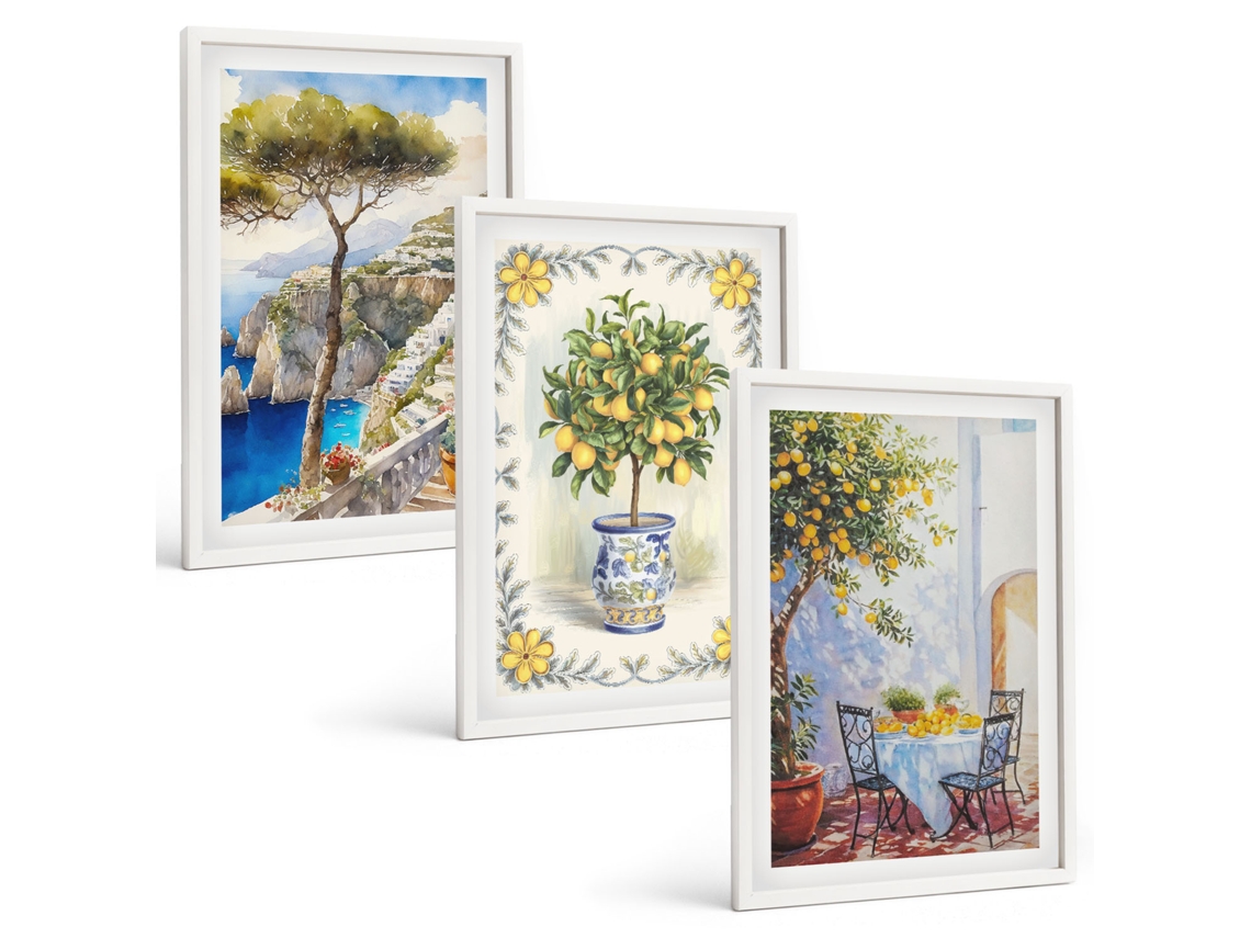Conjunto De Pinturas Limoeiro-do-mar Com Vista Espelharte (3 Peças 40x60 Cm)