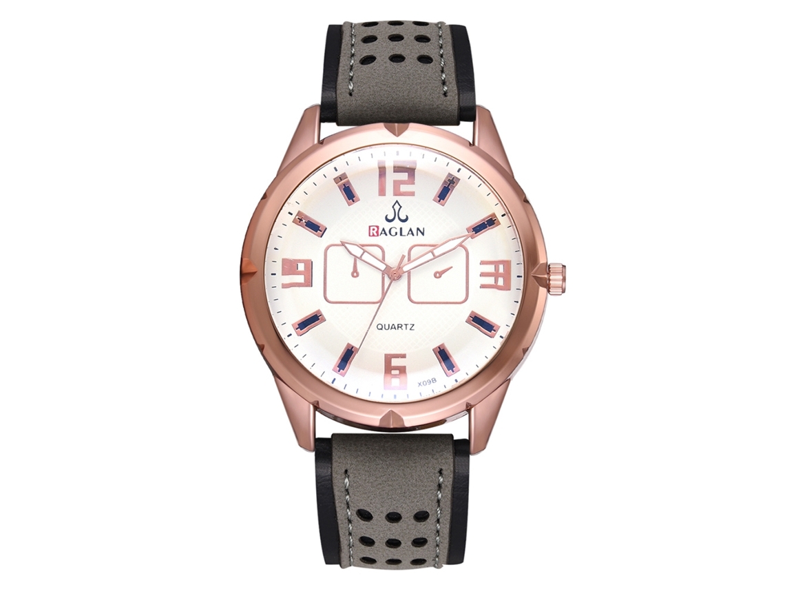Reloj De Cuarzo Para Hombre Con Correa De Pu, Dial Analógico, Estilo Empresarial, Color Gris