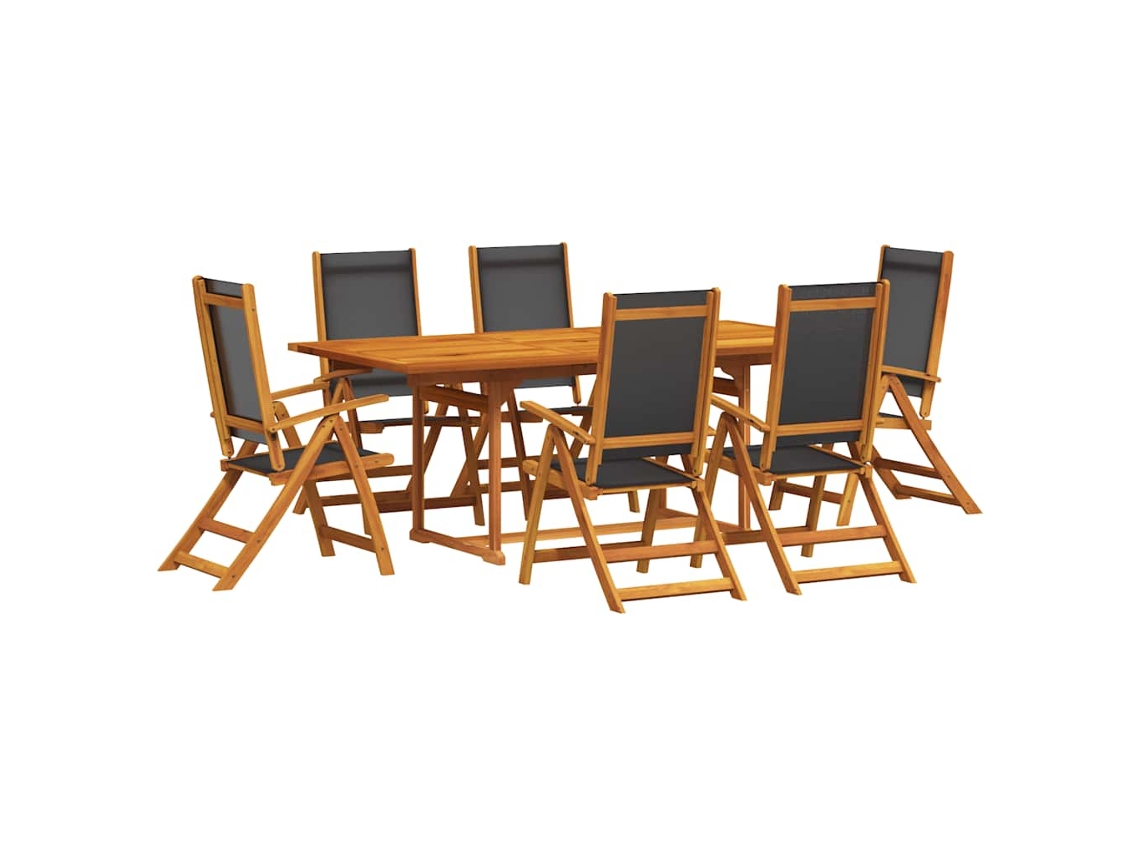 Maison Exclusive - 7 Pcs Conjunto De Jantar Para Jardim Acácia Maciça E Textilene