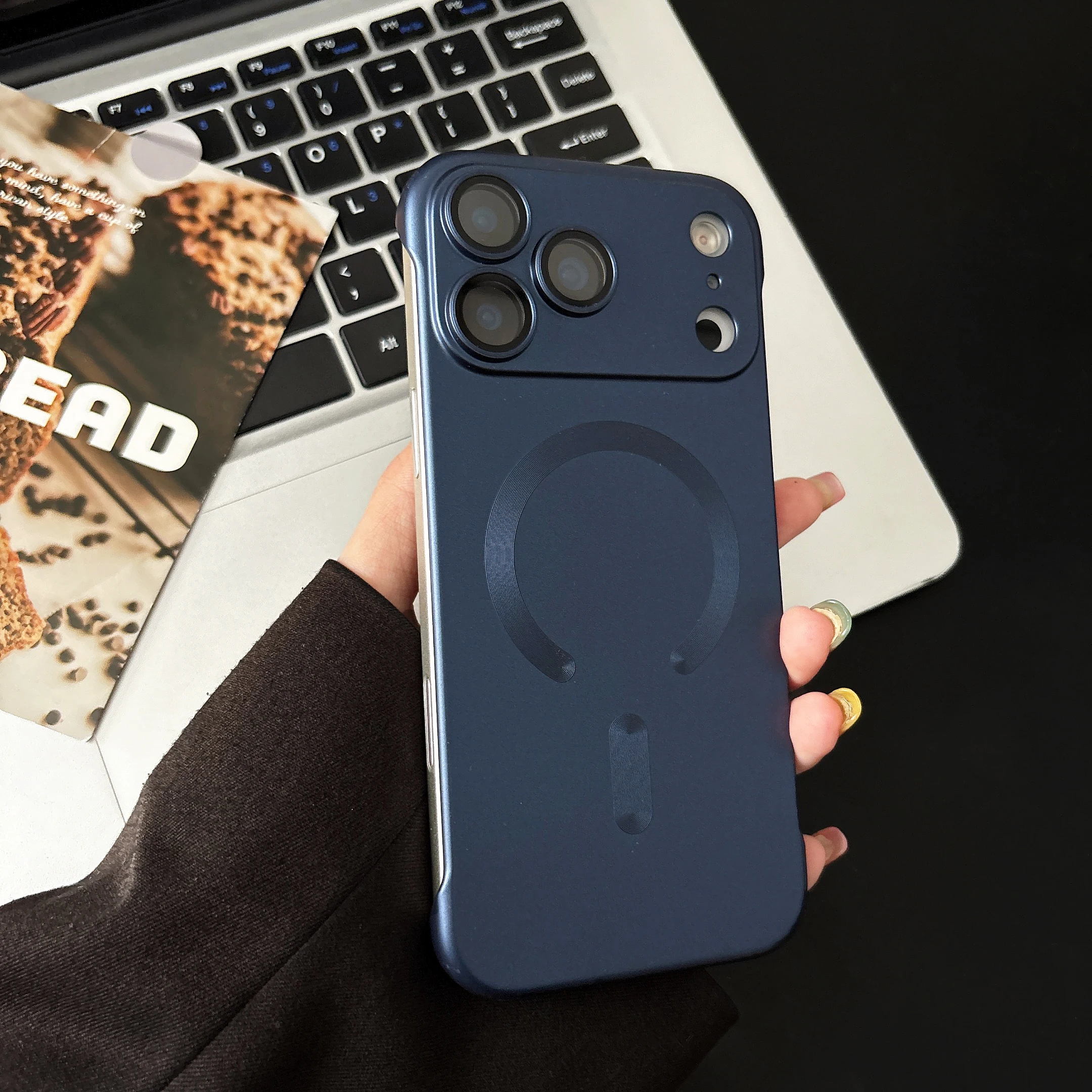 (iphone 14 Pro Max, Azul Escuro) Capa Protetora Magnética Ultrafina Para Iphone, Compatível Com Carregamento Magsafe.