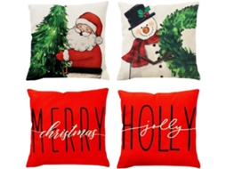 Kussenslopen De Kerst - Linnen Kussenhoes 45 X 45 Cm - Sierkussens 4-pack - Decoratie - Geschikt Voor Woonkamer/kinderkamer - Kussenhoezen