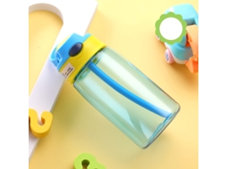Garrafa de Água Infantil de 480ml, com Tampa e Canudo, Portátil. MDUG (azul)