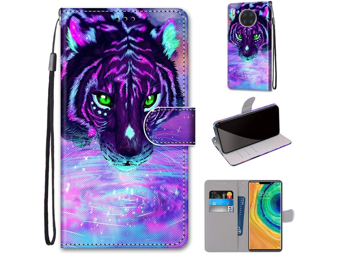 Capa Fólio Alça Pulso Proteção Total para Huawei Mate 30 Pro HONGWE. Pele Sintética Magnética